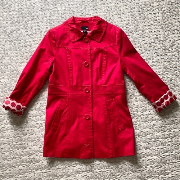 H&M Red Coat with Polka Dot Inner Lining - Picture 2 of 10
